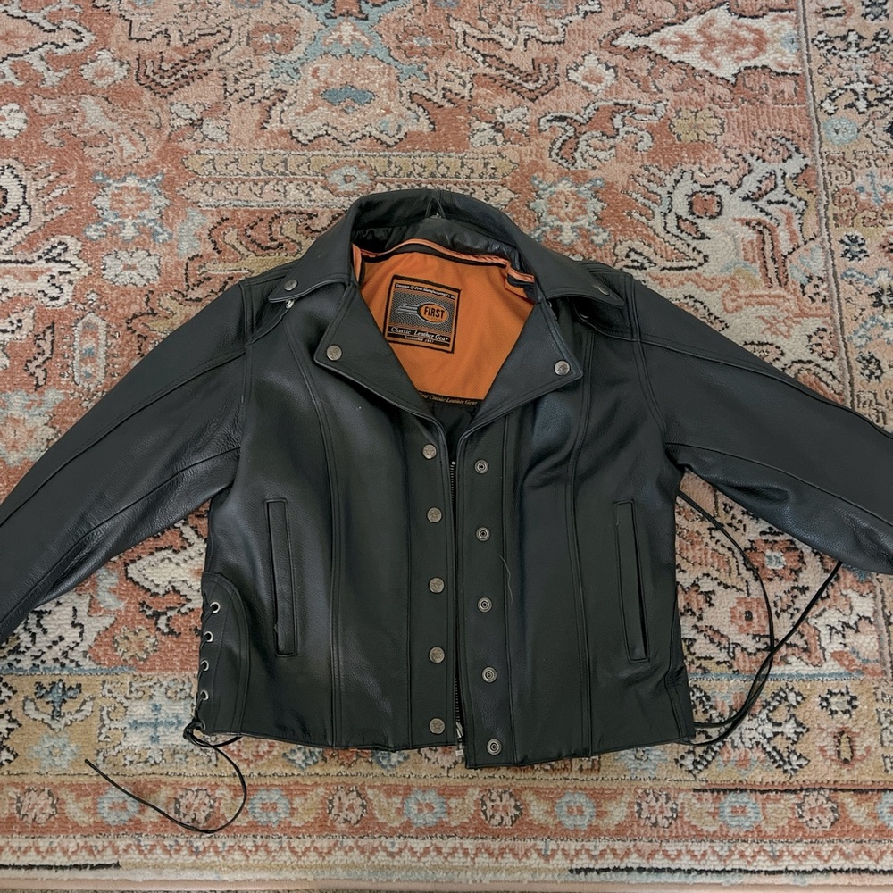 Women’s leather motorcycle jacket